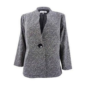 Kasper Women's One-Button Knit Jacquard Jacket